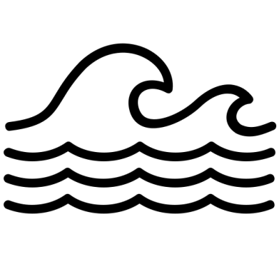 Simple line drawing of ocean waves.