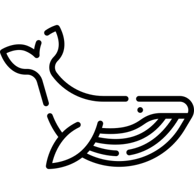 Outline of a whale with tail up.